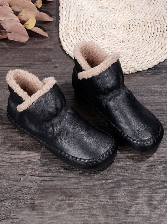 Casual Pleated And Velvet Warm Short Boots