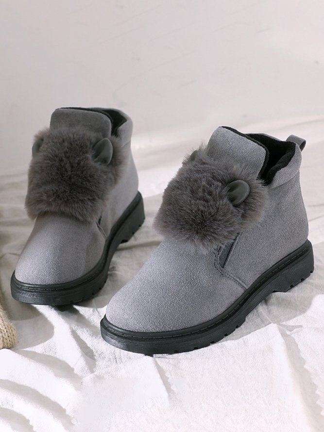Casual Wool Stitching And Velvet Warm Short Boots