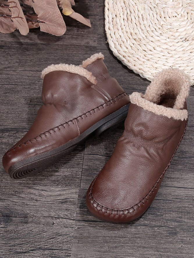 Casual Pleated And Velvet Warm Short Boots