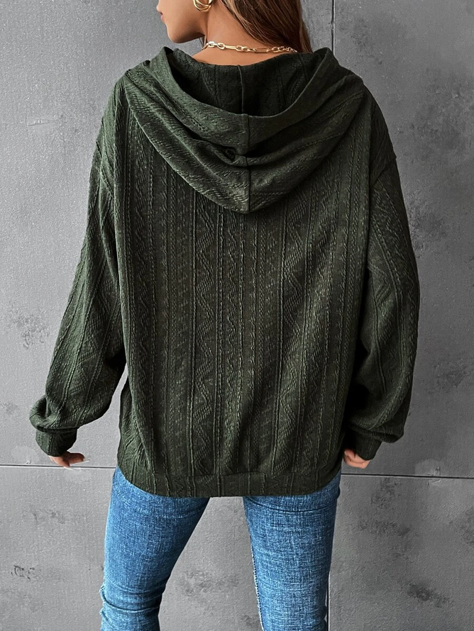 Casual Solid Drop Shoulder Hoodie Sweatshirt