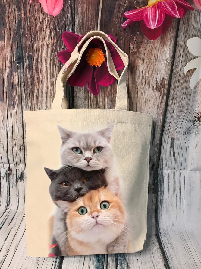 Cute Cat Canvas Shopping Bag