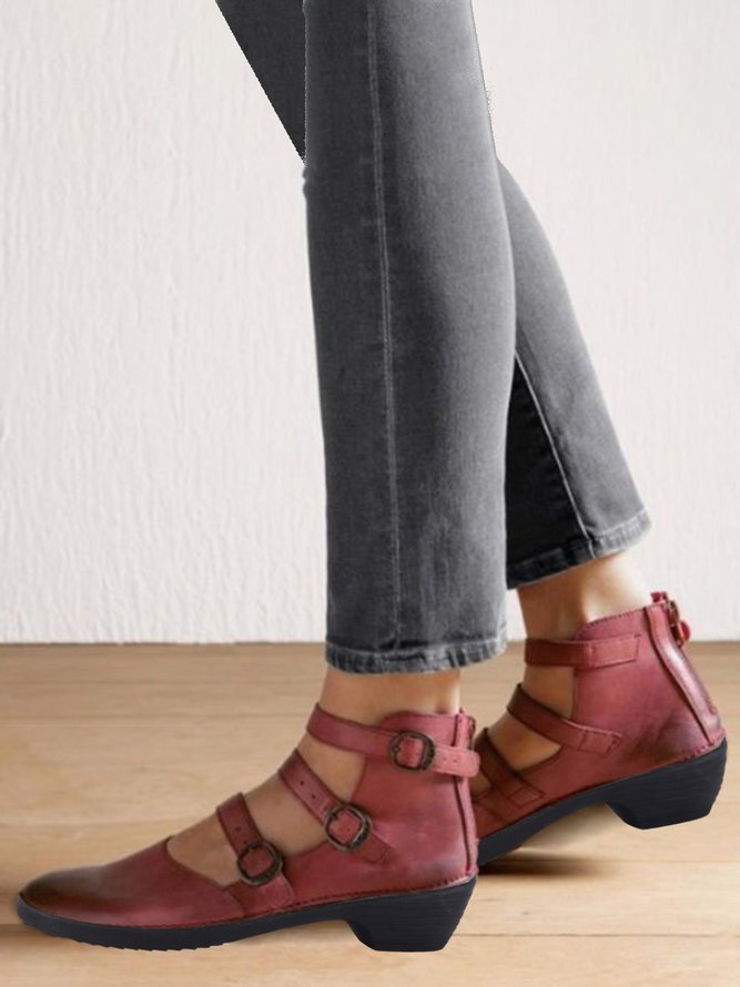 Multi-strap Buckle Comfortable Chunky Heel Shoes
