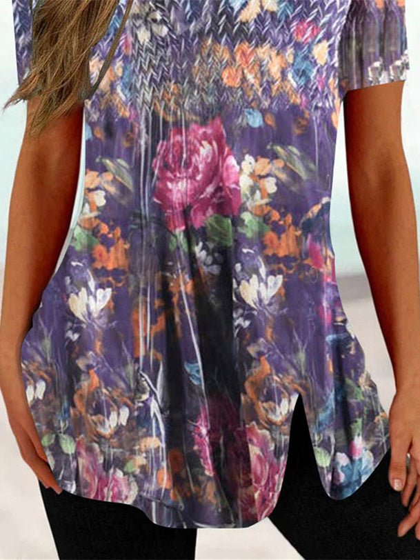 Floral Square Neck Casual Top