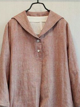 Casual Cotton And Linen Hoodie Blouse