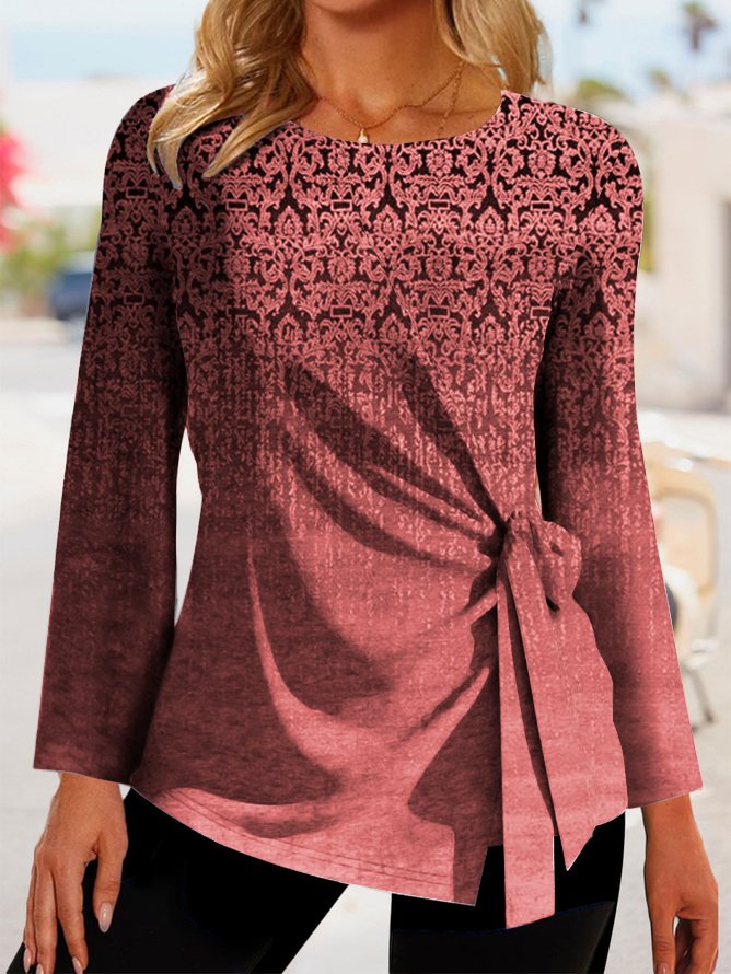 Casual Ethnic Pattern Regular Fit Tunic Top for Women