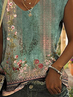 Women's Tank Top Floral Western Print Graphic Green Sleeveless for Vacation