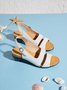 Solid Color Vintage Casual Chunky Heel Sandals