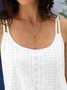 Women's Cami Eyelet Embroidery Solid Basic Tank Tops White Black Green Pink Blue Mint Purple Yellow Dusty Pink Denim Blue