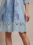 V Neck Casual Jersey Lace Edge Dress