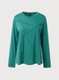 Casual Plain Autumn Micro-Elasticity Daily Regular Fit Long sleeve Crew Neck Regular T-shirt for Women