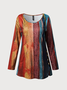 Striped Casual T-shirt for Women Regular Fit Long Sleeve H-Line Tunic