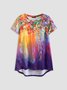 Women's Small Flowers Oil Painting Tees