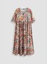 Women's Maxi Dress Floral Dress Loosen Casual  Short Sleeve Woven