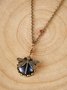 Ethnic Vintage Natural Crystal Dragonfly Pattern Necklace Sweater Chain Everyday Jewelry Bohemian Style