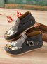 Cat Buckle Comfortable Soft Leather Short Boots Casual High Top Shoes