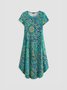 Women's Vintage Cotton-Blend Short Sleeve Knitting Dress