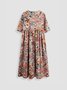 Women's Maxi Dress Floral Dress Loosen Casual  Short Sleeve Woven