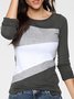 Color-block Collage long sleeve loose women's T-shirt