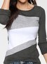 Color-block Collage long sleeve loose women's T-shirt