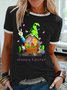 Easter Gnomes Graphic Short Sleeve Round Neck Loose Tee