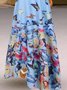 Butterfly Print V-Neck Sleeveless Dress With Pockets