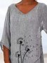 Women's Printed Casual V Neck Top