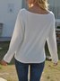 Casual and simple feather print long-sleeved polyester cotton T-shirt