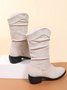 Simple Pleated Plain Cowboy Boots