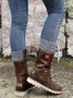 Casual Fabric Stitching And Color-wiping Martin Boots