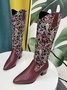 Retro Ethnic Print Cowboy Boots