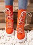 Casual Simple Lace-up Zipper Boots