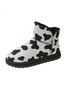 Casual Cow Pattern Plus Velvet Warm Snow Boots