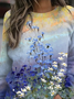 ANNIECLOTH Round Neck Casual Floral Loosen Sweatshirt