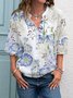 Floral Casual V Neck Shirts & Tops