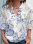 Floral Casual V Neck Shirts & Tops