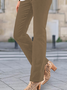 Plain color patterned patch pocket elastic fit slim pants Plus Size