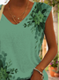 Casual Vacation V Neck Floral Knit