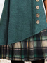 Women Geometric Casual Autumn V neck Natural Loose Midi A-Line Regular Dress