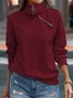 Women Casual Plain Autumn Zipper Daily Regular Fit Long sleeve Regular Regular Sweatshirt