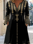 Women's Vintage V Neck Ethnic Dress