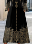 Women's Vintage V Neck Ethnic Dress
