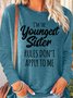 Womens Funny Sister Gift Youngest Sister Casual Top