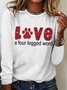 Women’s Love A For Legged Word Simple Regular Fit Heart Dog Lover Long Sleeve Top