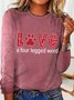 Women’s Love A For Legged Word Simple Regular Fit Heart Dog Lover Long Sleeve Top
