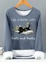 Women’s Life Is Better With Cats And Books Casual Text Letters Sweatshirt