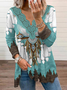 Women's V Neck Casual Cotton-Blend Ethnic Tunic Top