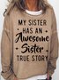 Women Text Letters Crew Neck Cotton-Blend Long Sleeve Casual Daily Spring/Fall Sweatshirt