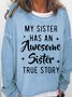 Women Text Letters Crew Neck Cotton-Blend Long Sleeve Casual Daily Spring/Fall Sweatshirt