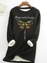 Women's Whisper Words Of Wisdom Butterfly Printed Graphic Simple Crew Neck Sweatshirt