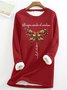 Women's Whisper Words Of Wisdom Butterfly Printed Graphic Simple Crew Neck Sweatshirt